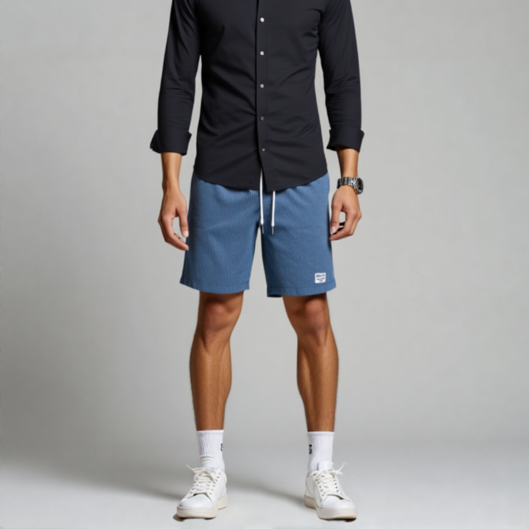 Maximilian | Heren Shorts Ribstructuur Trekkoord Casual Zomer