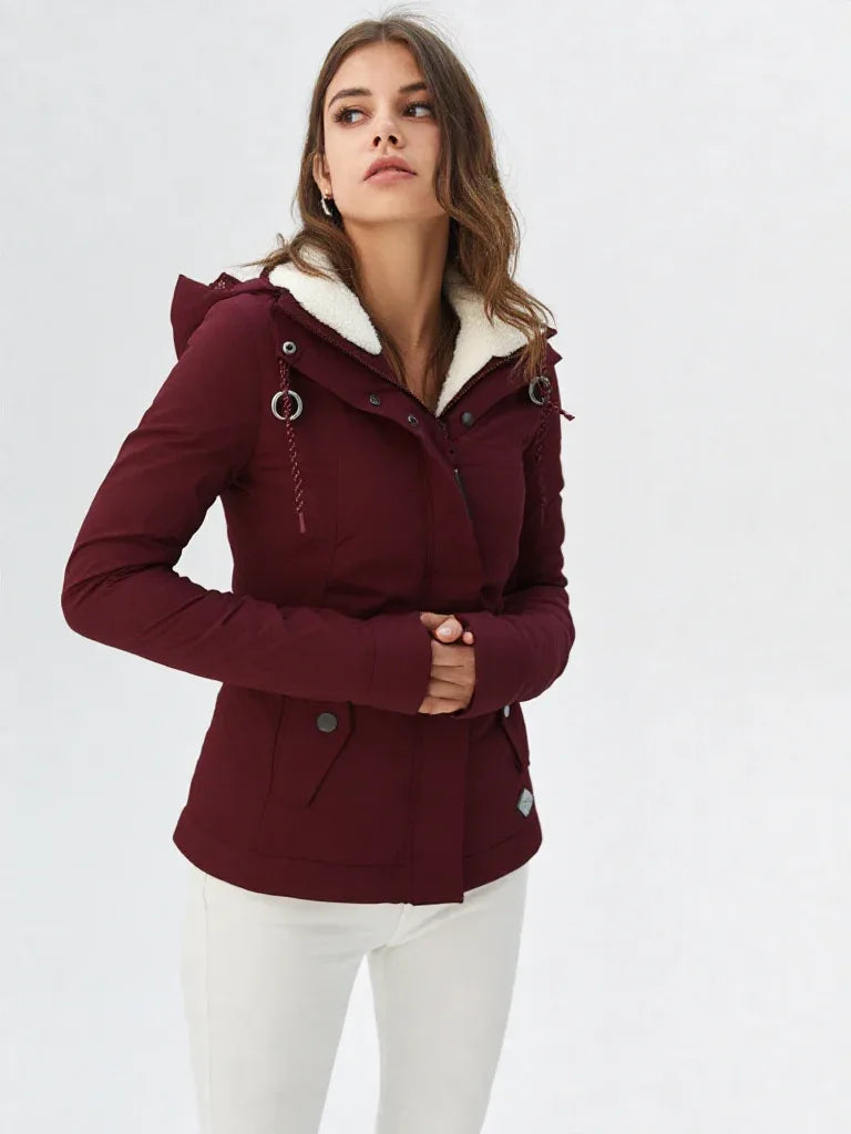 Women’s Long Hooded Jacket | Zip-Up Cotton Filled | Casual Style - Grant London