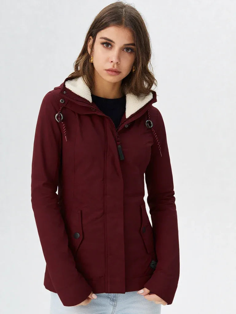 Women’s Long Hooded Jacket | Zip-Up Cotton Filled | Casual Style - Grant London