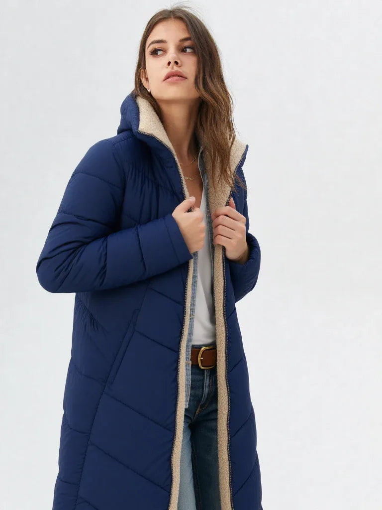 Women’s Long Hooded Padded Jacket | Zip-Up Winter Coat | Casual Style - Grant London